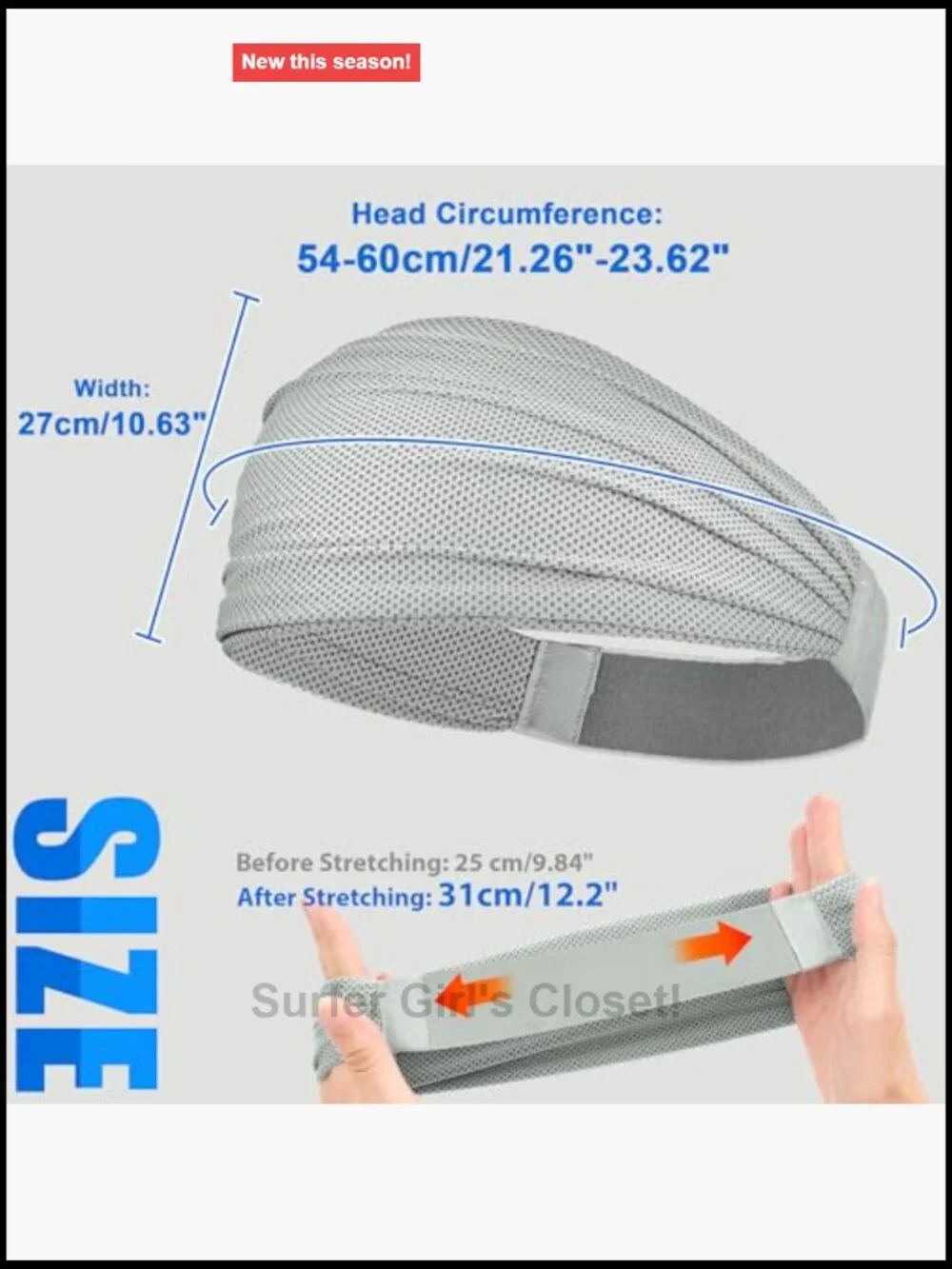 Instant Cooling Wide Headbands for Women, Non-Slip Moisture-Wicking Sport